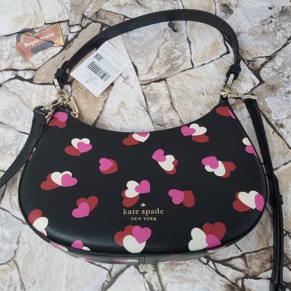 #bagsavenue fast ship Staci Flutter Heart Half Moon Small Crossbody Kate Spade